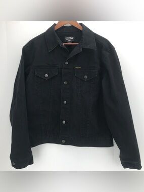 Vintage Ralph Lauren Black Men's Denim Jacket - Classic Truckers Style